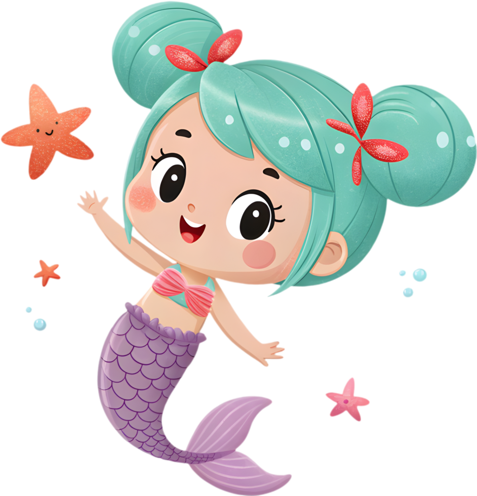Adorable cartoon mermaid design for various creative projects. . png