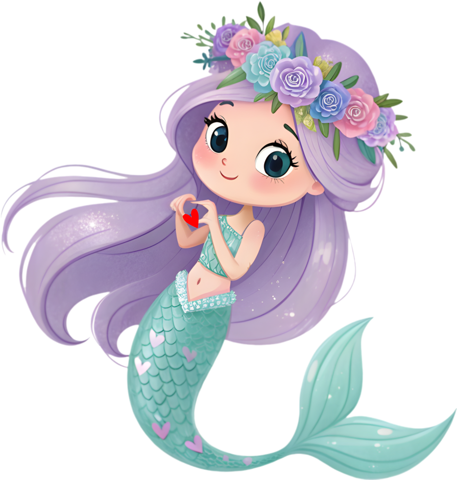 Magical mermaid design clipart for fantasy and sea life. . png