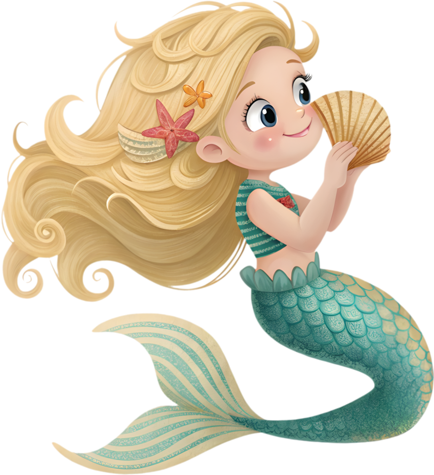 Adorable mermaid illustration for fairytale and ocean designs. . png