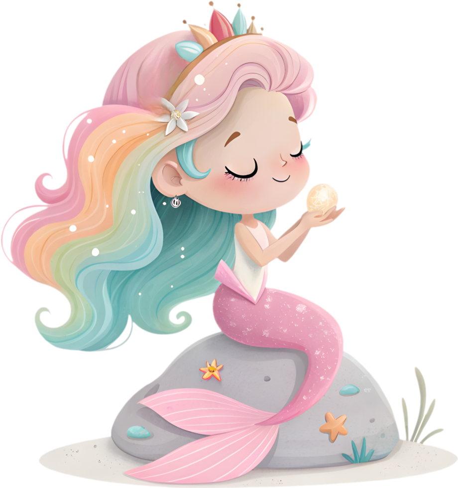 Cute mermaid character clipart for magical creative designs. . png