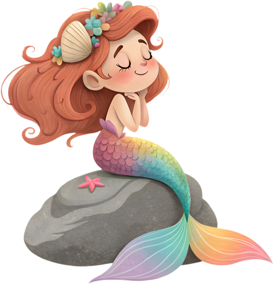 Cute oceanic mermaid character clipart for creative projects. . png