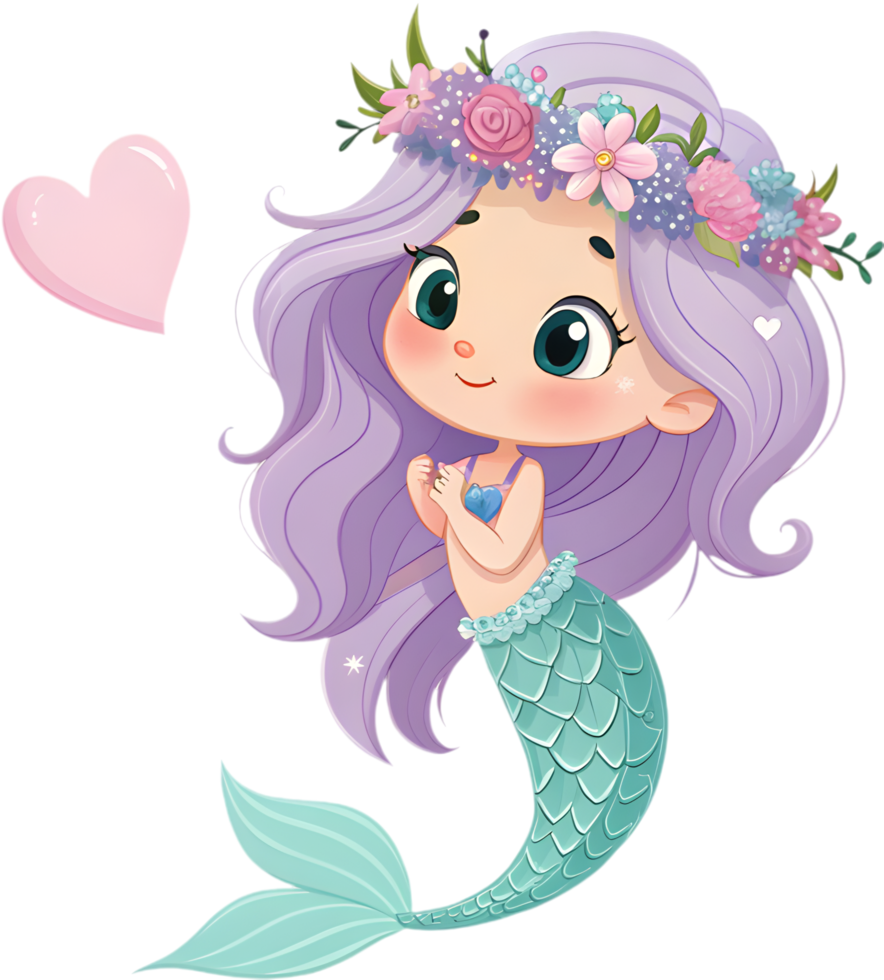Adorable mermaid design for fairytale and aquatic projects. . png