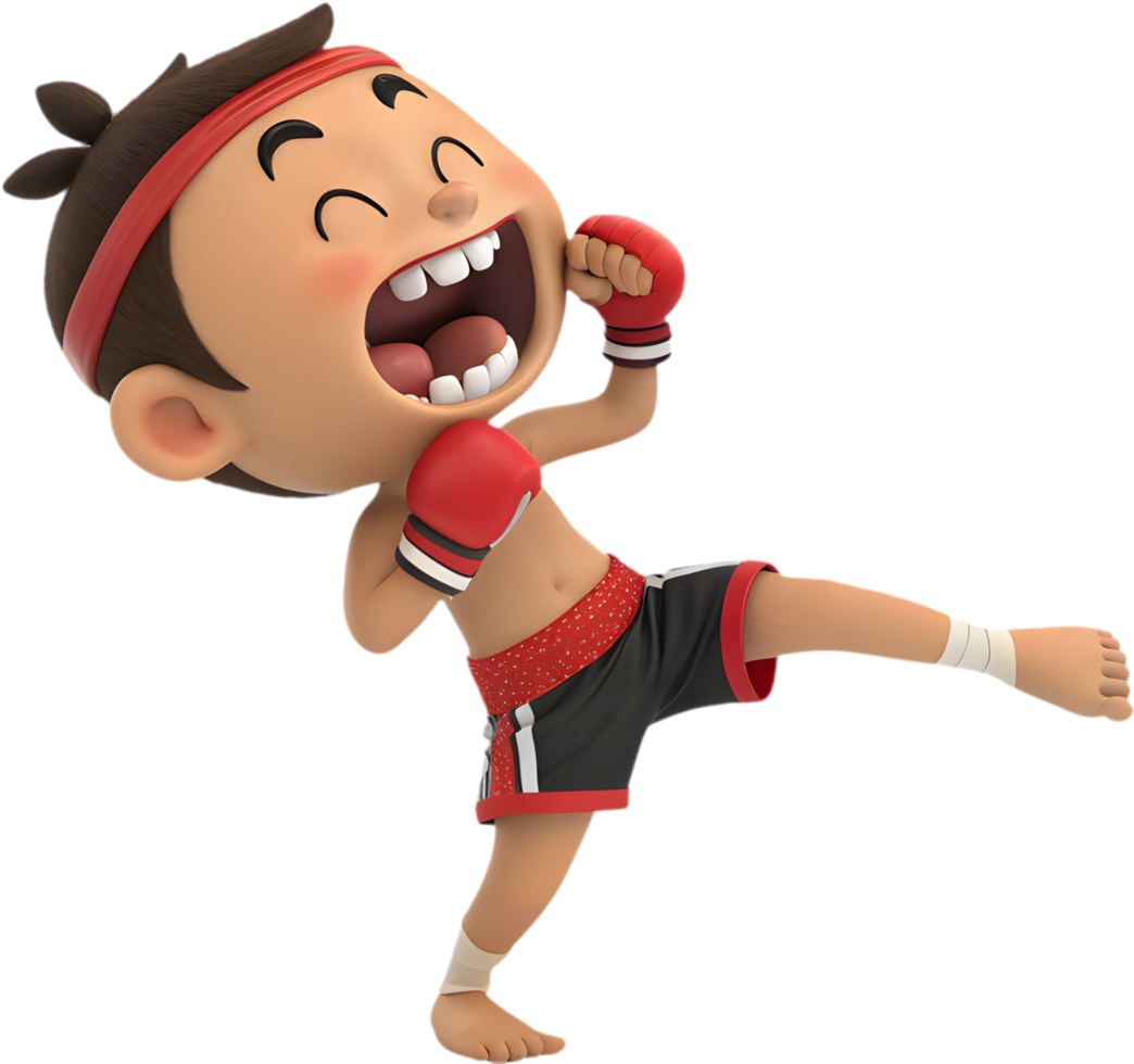 Dynamic Muay Thai Fighter Clipart for Projects, . png