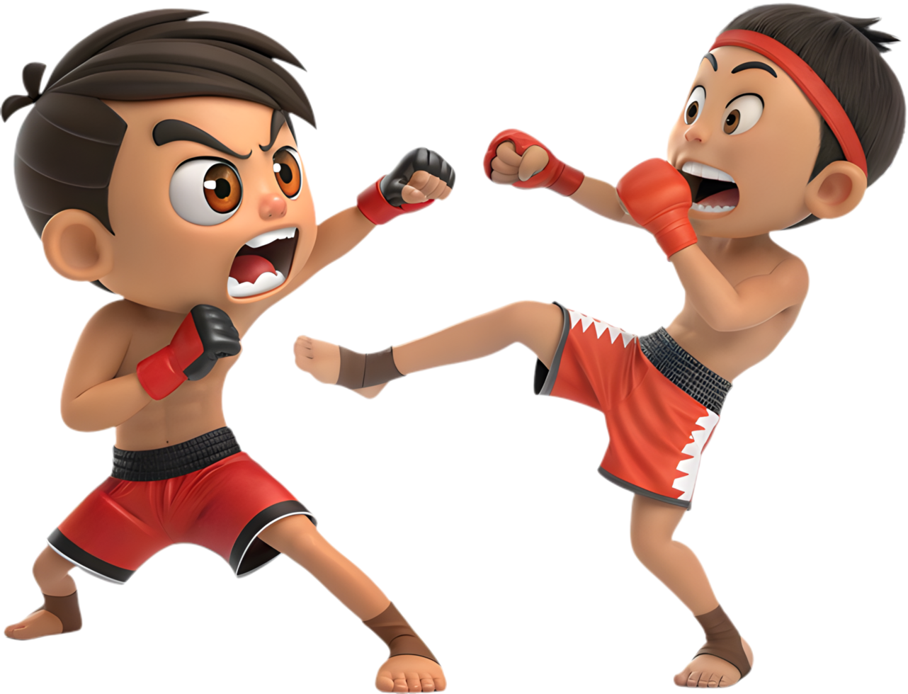 Martial Arts Fighter Clipart in Dynamic Muay Thai Pose, . png