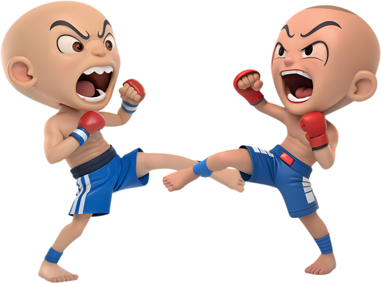 Dynamic Fighter in Muay Thai Pose for Artwork, . png