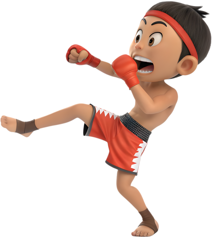 Martial Arts Action Anime Fighter in Muay Thai, . png