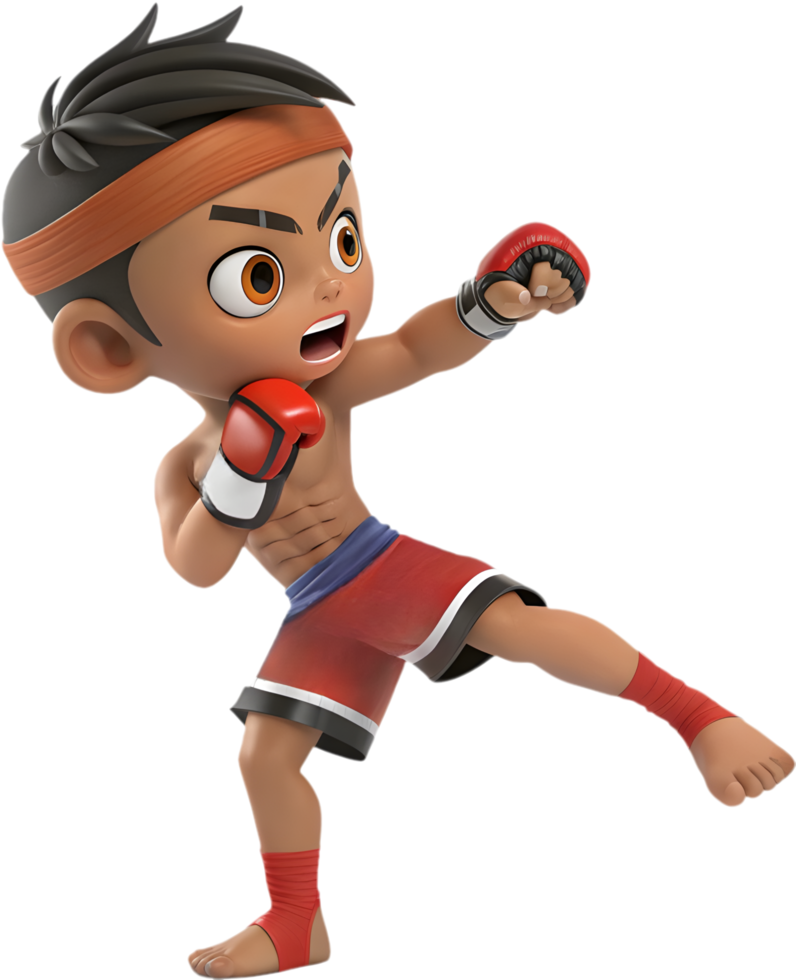 Dynamic Muay Thai Fighter Artwork for Martial Arts, . png
