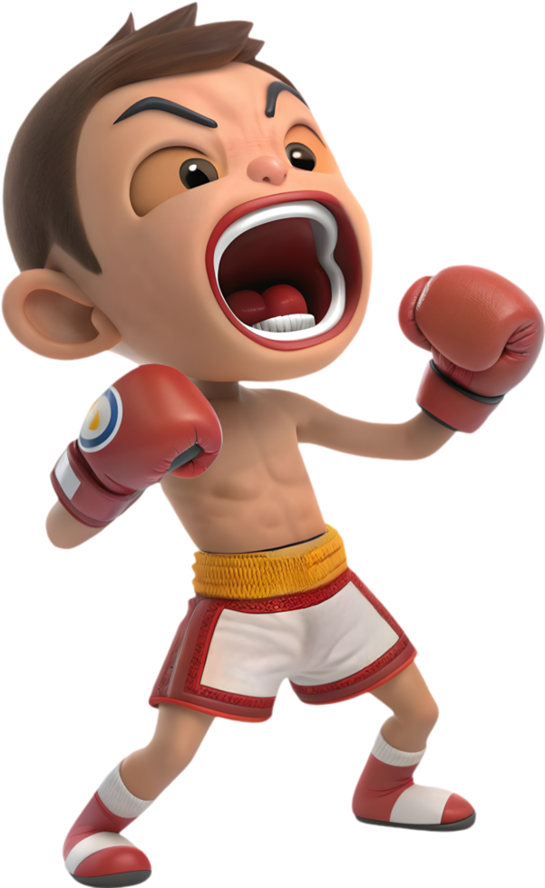 High-Energy Muay Thai Fighter Clipart for Artwork, . png