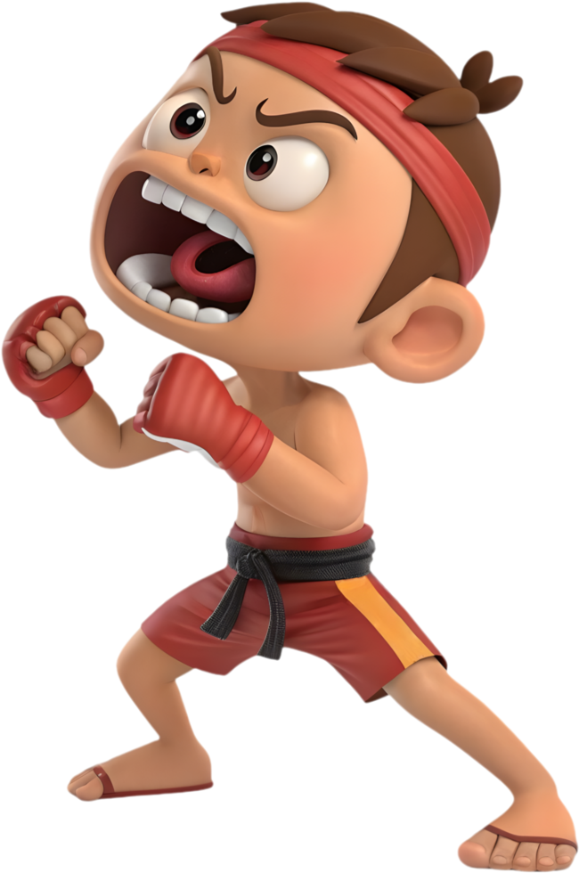 High-Energy Fighter Pose for Muay Thai Action Art, . png