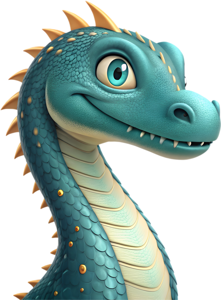Adorable cartoon baby Nessie clipart showcasing whimsical beauty. . png