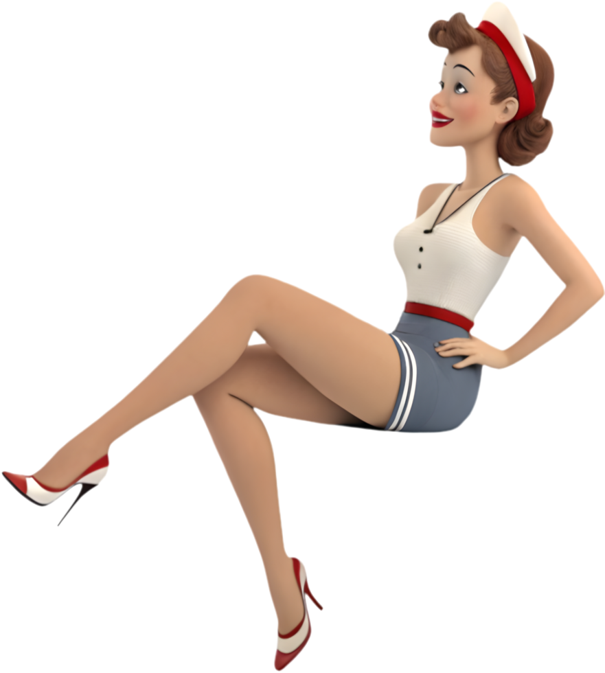 Pin-up girl glowing with artistic emotion. . png