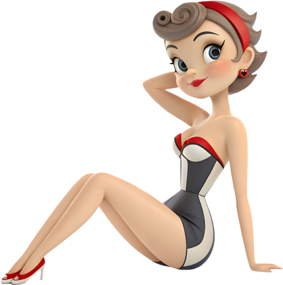 Pin-up girl exuding bold charming elegance. . png