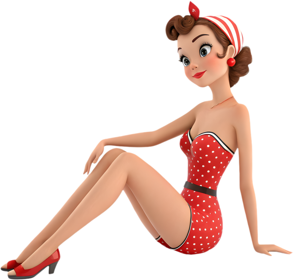 Pin-up girl with a sassy playful twist. . png