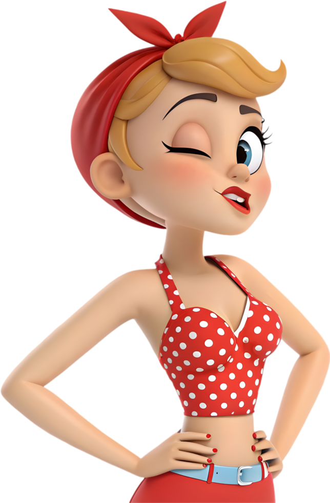 Pin-up girl delivering a playful energy. . png