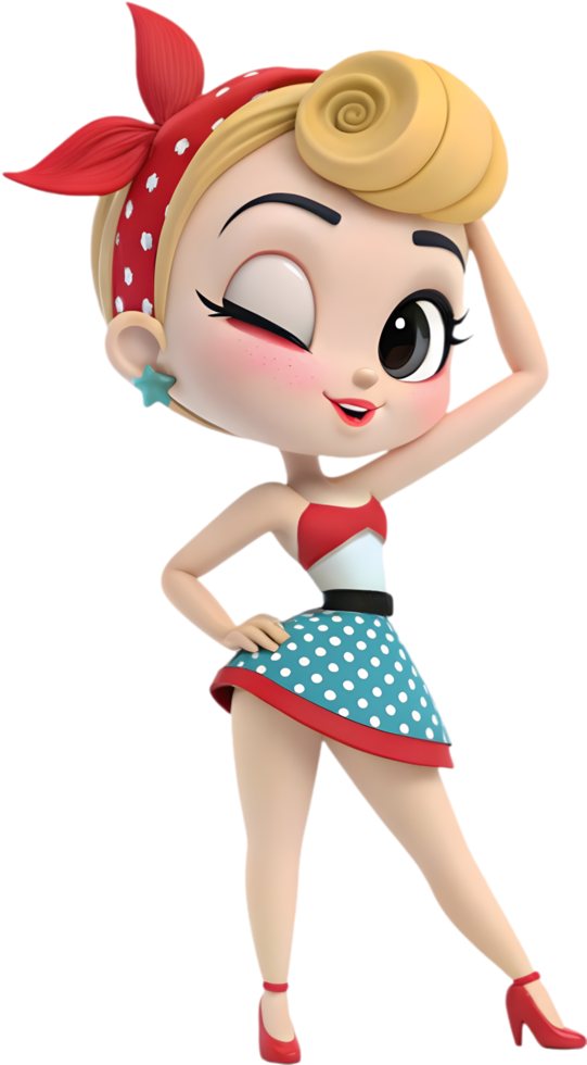 Pin-up girl expressing a striking emotion. . png