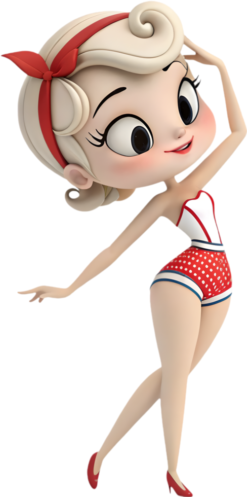 Pin-up girl reflecting a playful boldness. . png