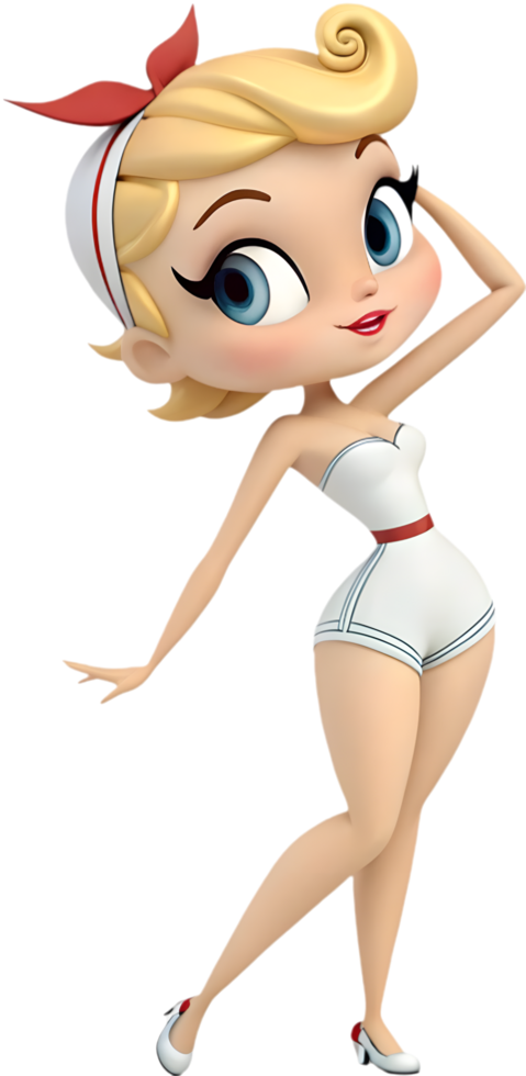 Pin-up girl in a dynamic stylish mood. . png