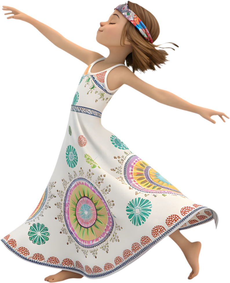 Cute girl showing a bubbly retro groovy animated look. . png