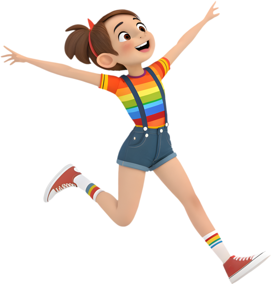 Cute girl in a retro groovy cartoon style with fun design. . png