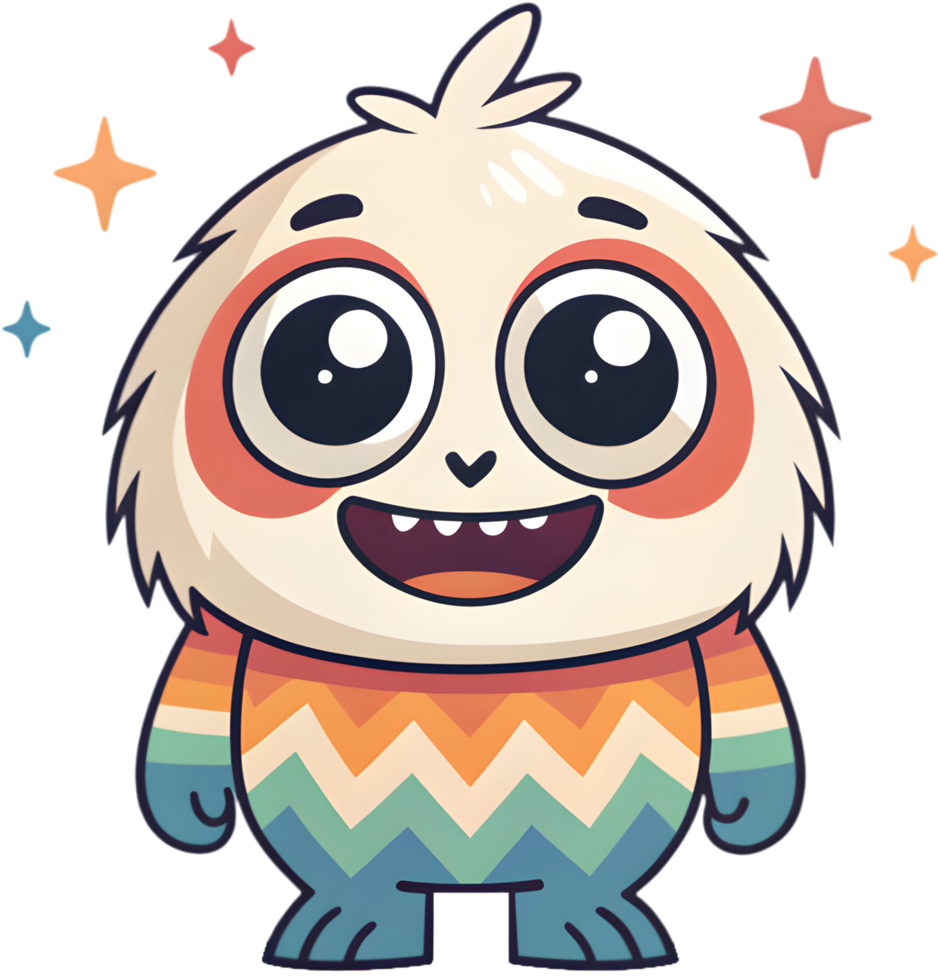 Cute retro groovy cartoon characters with energetic vibrant style. . png