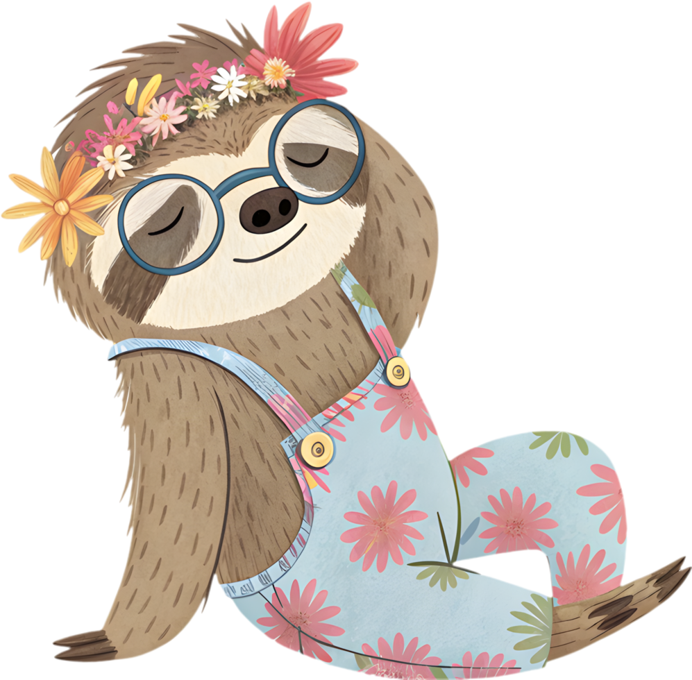 Cute retro groovy characters with cheerful vibrant color palette. . png