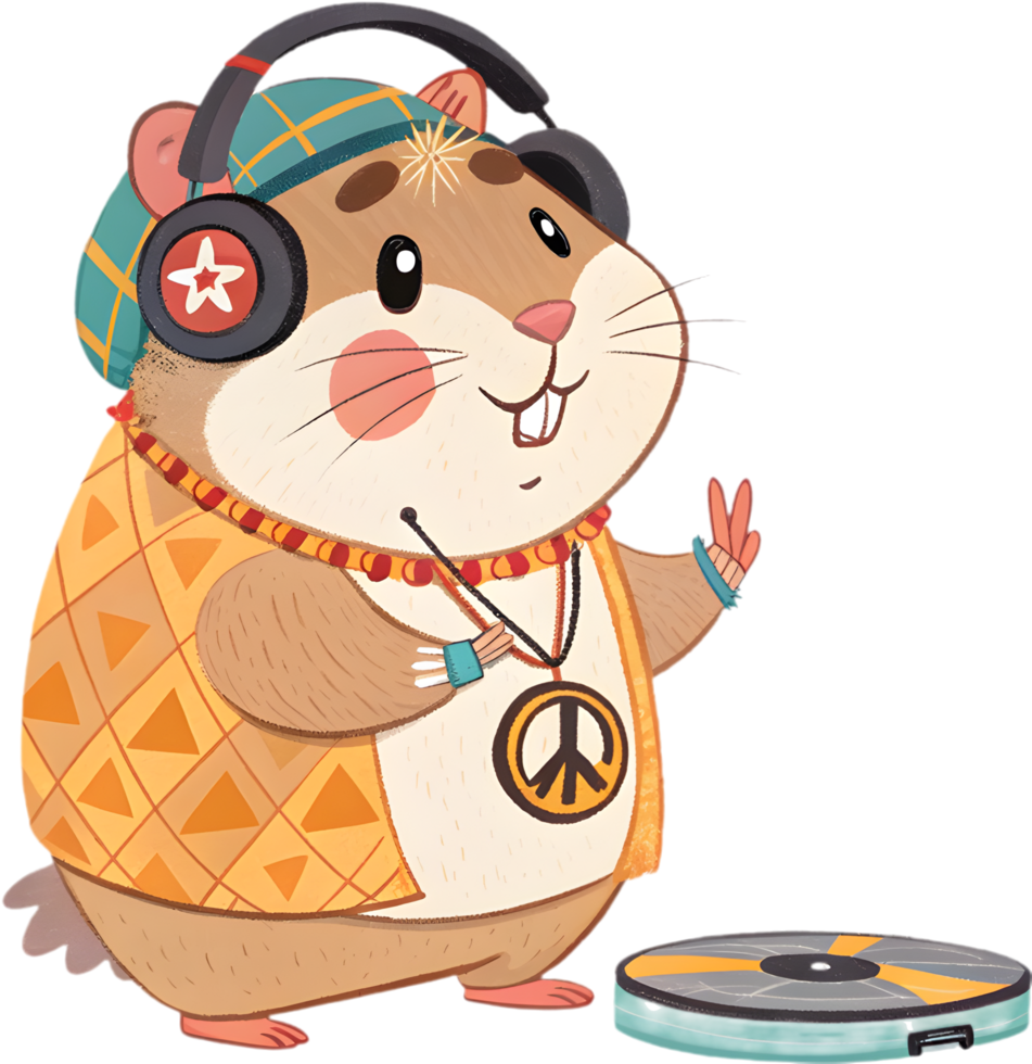 Cute cartoon groovy characters with vibrant fun design. . png
