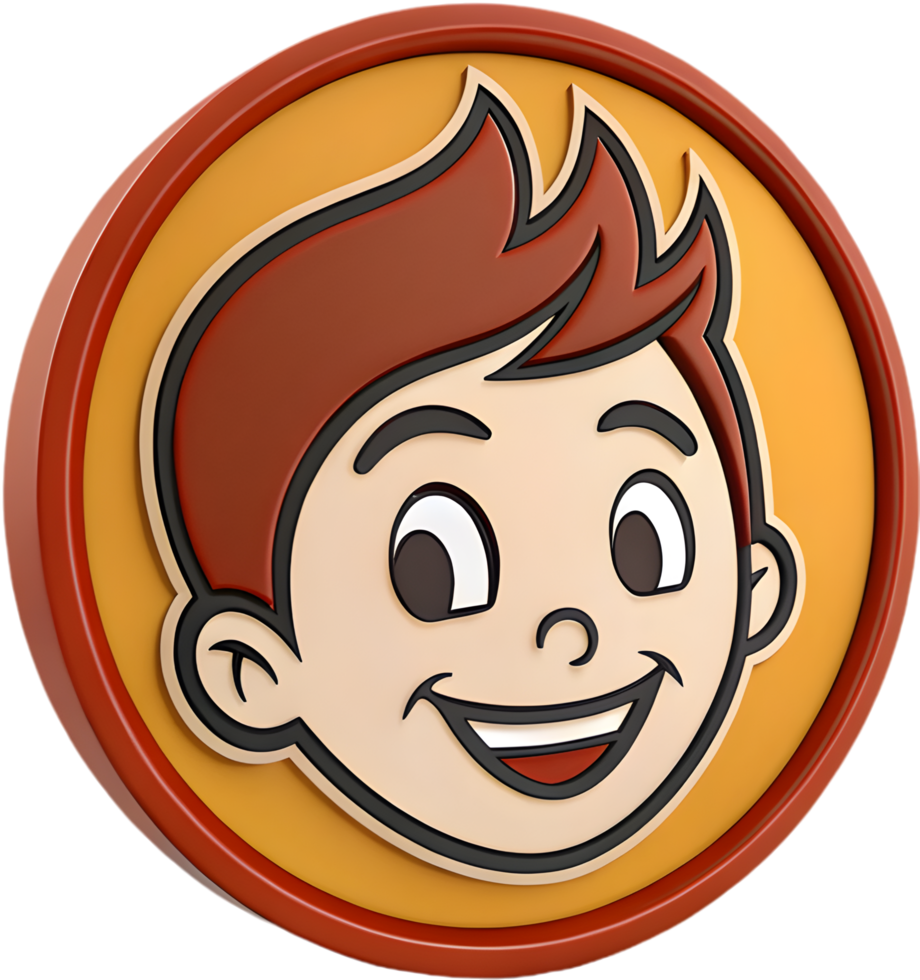Cartoon Boy Face Icon Clipart with Playful Features for Digital Projects, . png