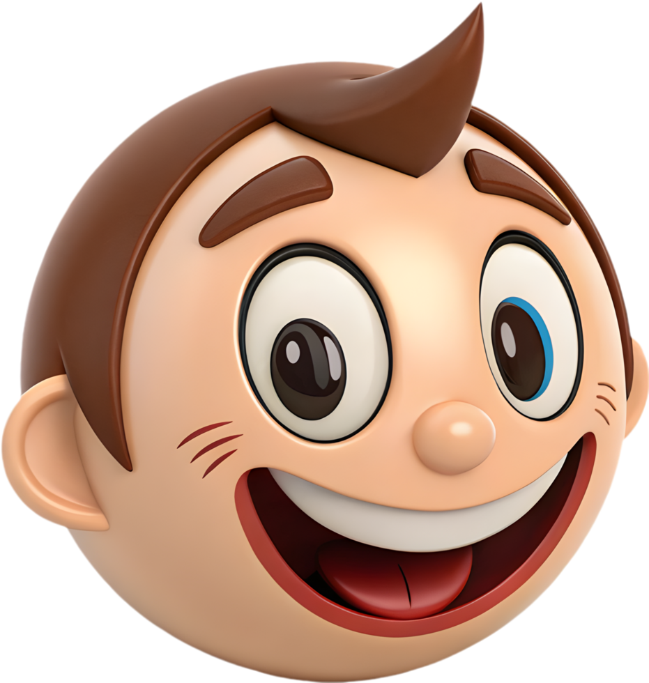 Digital Boy Face Icon Clipart with Playful Design and Fun Expression, . png
