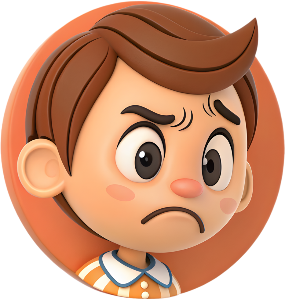 Unique Boy Face Icon Clipart with Artistic Digital Style for Projects, . png