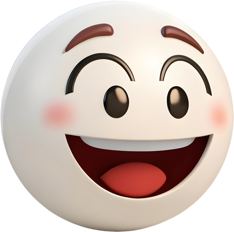 Cute rounded face icon clipart with smile expression for friendly design, . png