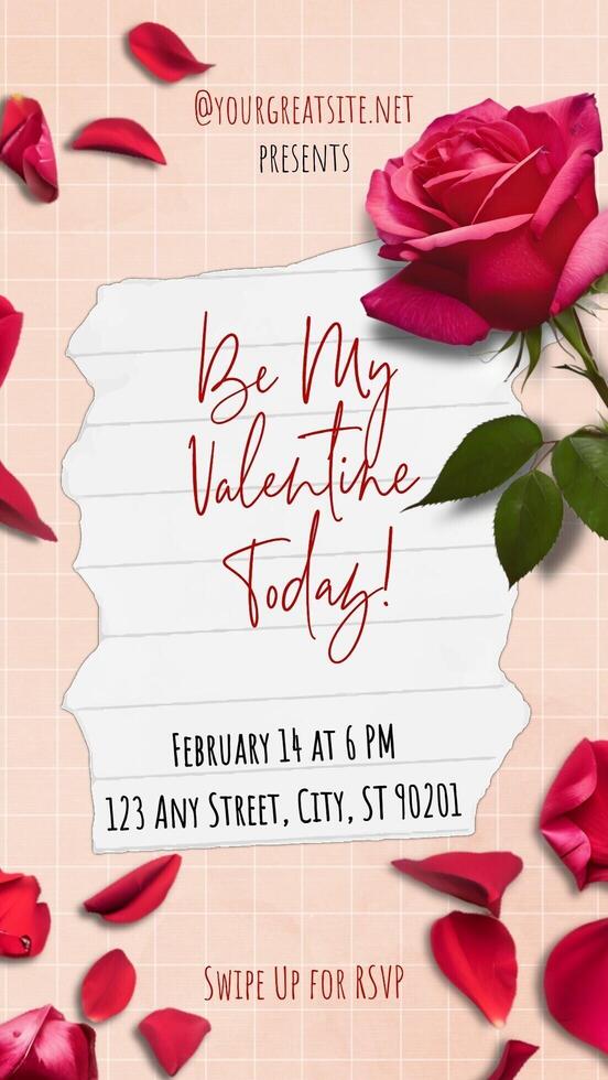 Be My Valentine Today Event Invitation for Instagram Story template