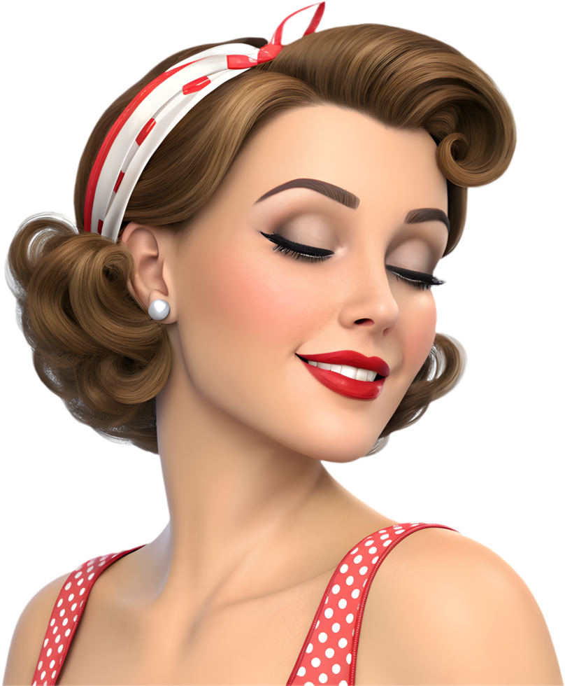 Pin-up girl icon with exaggerated facial expression for creative and fun design. . png