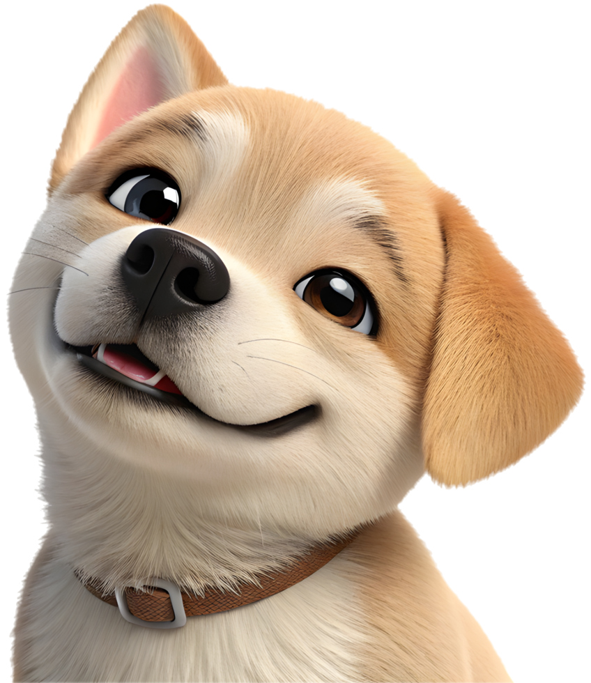 Cute puppy clipart for digital use with happy expression, . png