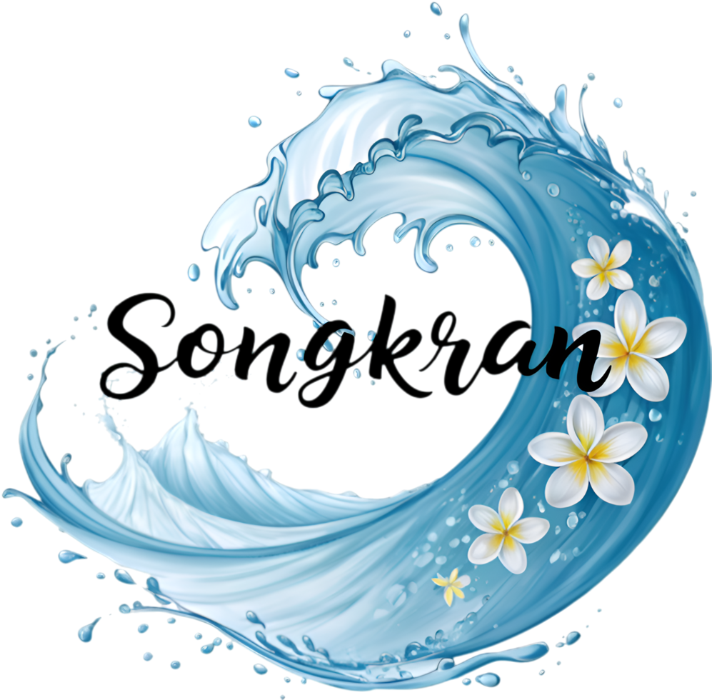 Thailand Songkran water celebration logo symbolizing Thai traditions and culture. . png