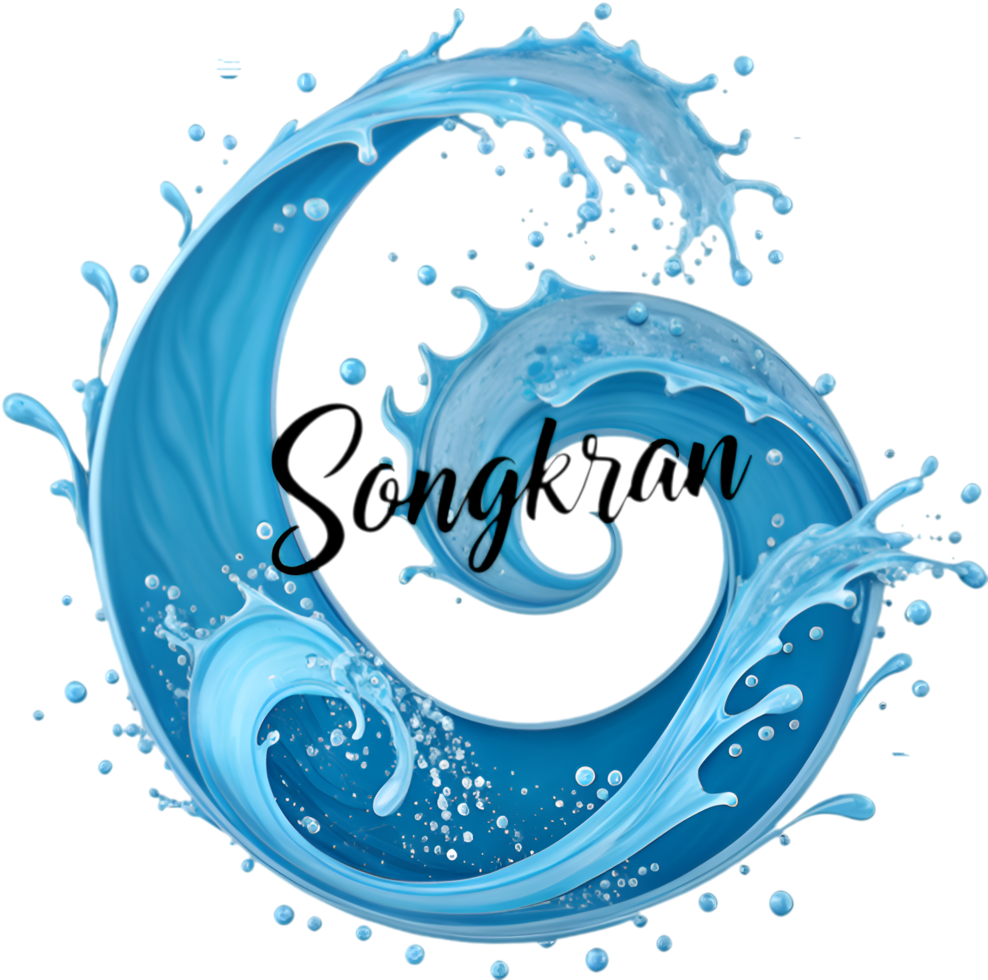 Colorful Songkran logo symbolizing the spirit of Thailands water festival. . png