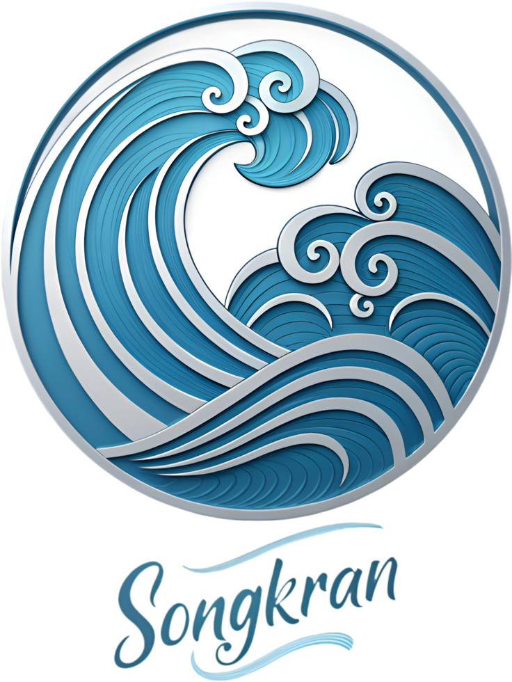 Joyful Songkran logo with water splash perfect for Thailands festival. . png