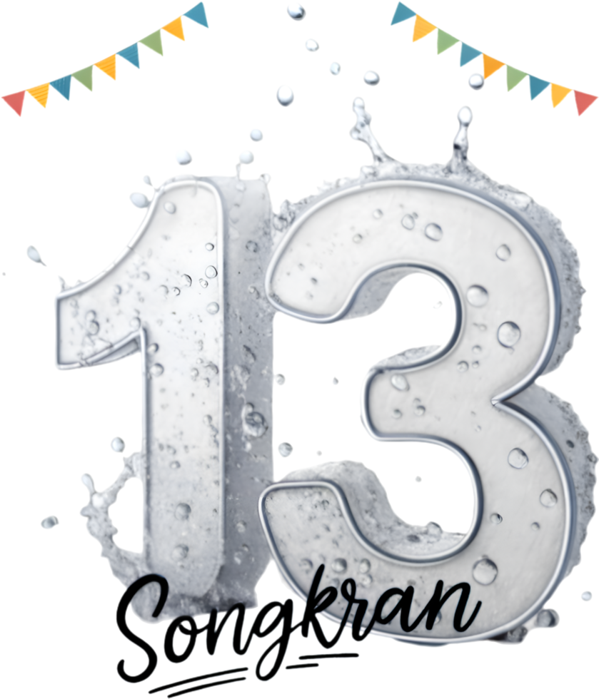 Thai Songkran logo with vibrant water splash design representing the festival. . png
