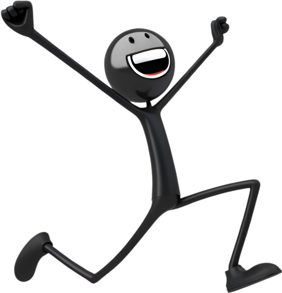 Expressive and humorous stick figure illustration in playful character pose. . png