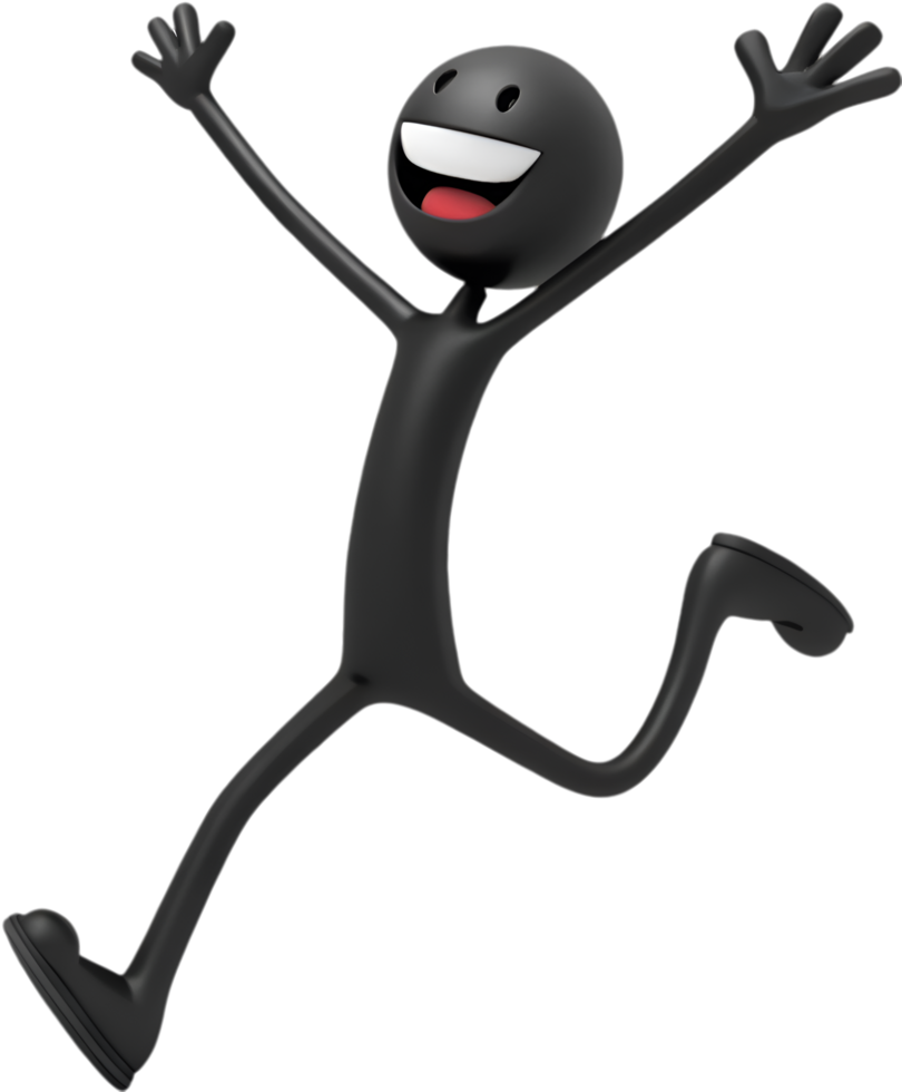 Dynamic stick figure in a fun and playful pose full of humor. . png