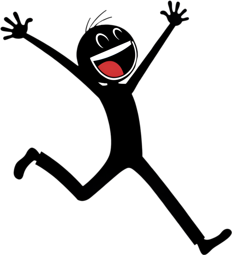 Whimsical stick figure design with playful action and humorous gesture. . png