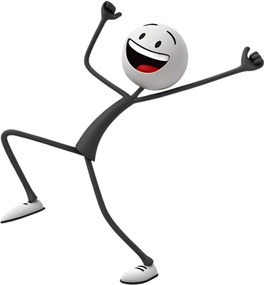 Playful and humorous stick figure showing fun and dynamic action. . png
