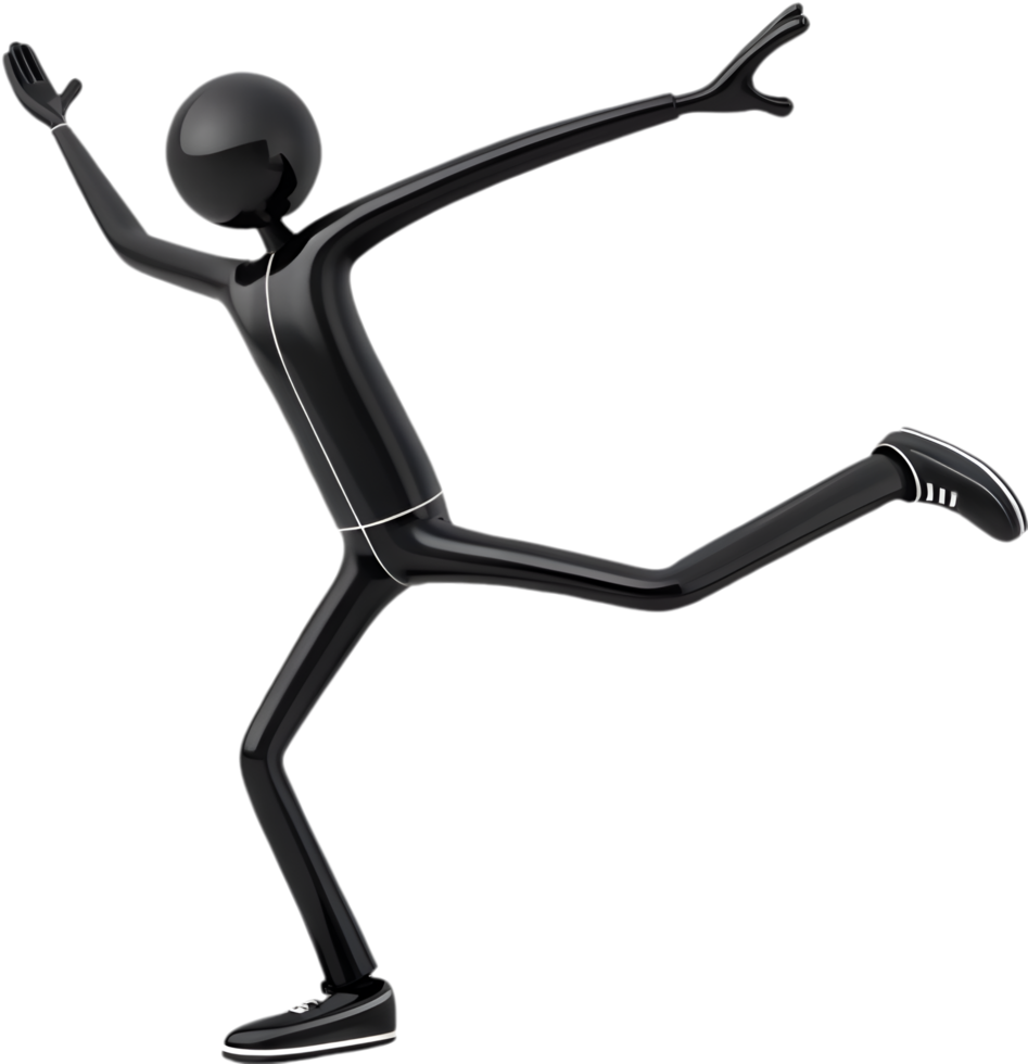 Joyful and amusing stick figure clipart with a fun, quirky pose. . png