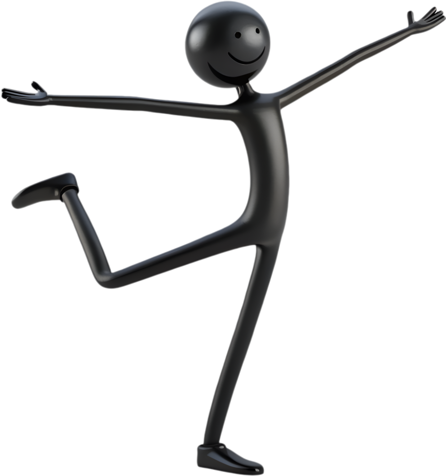 Creative and humorous stick figure in playful action with expressive gesture. . png