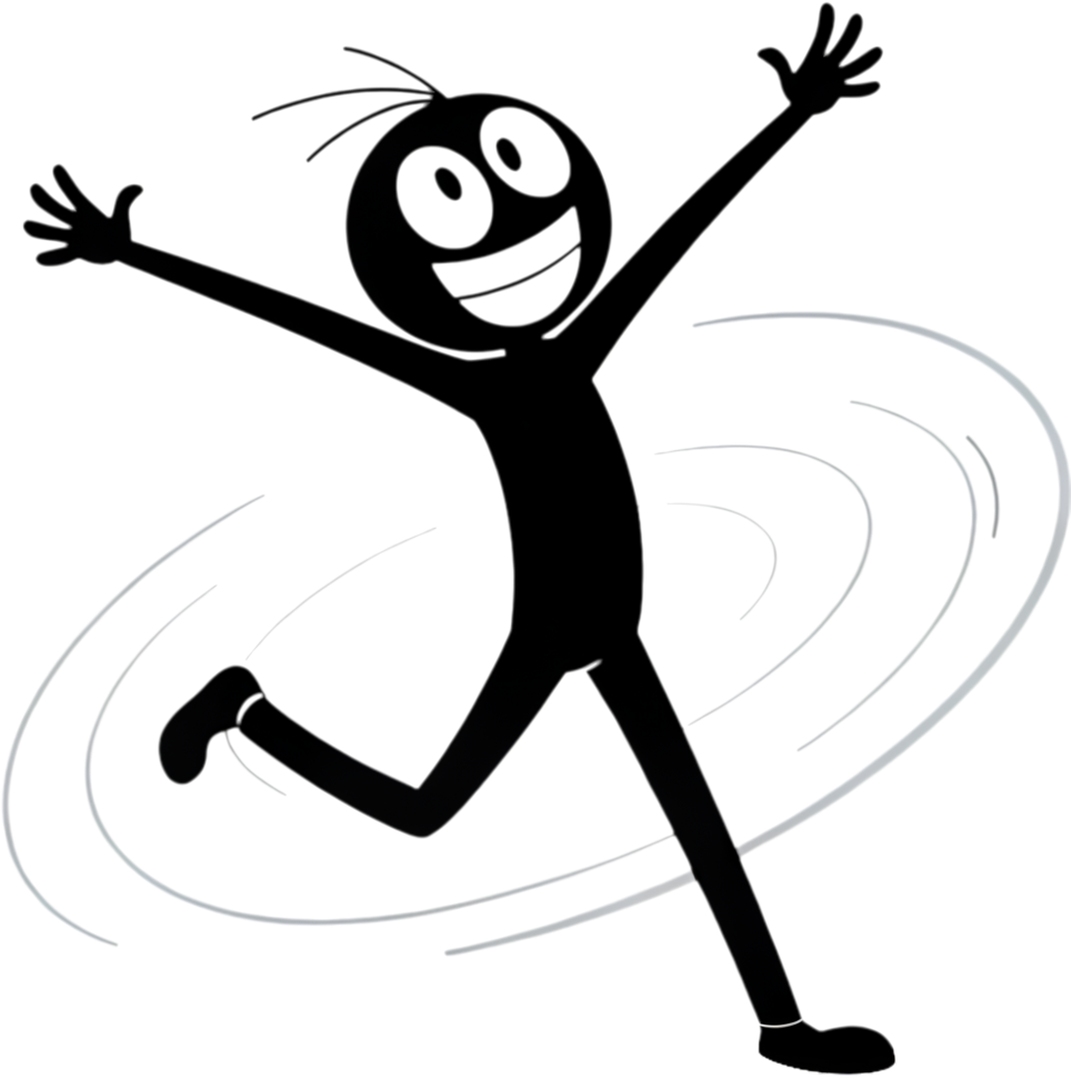 Animated stick figure in a lighthearted and amusing playful pose. . png