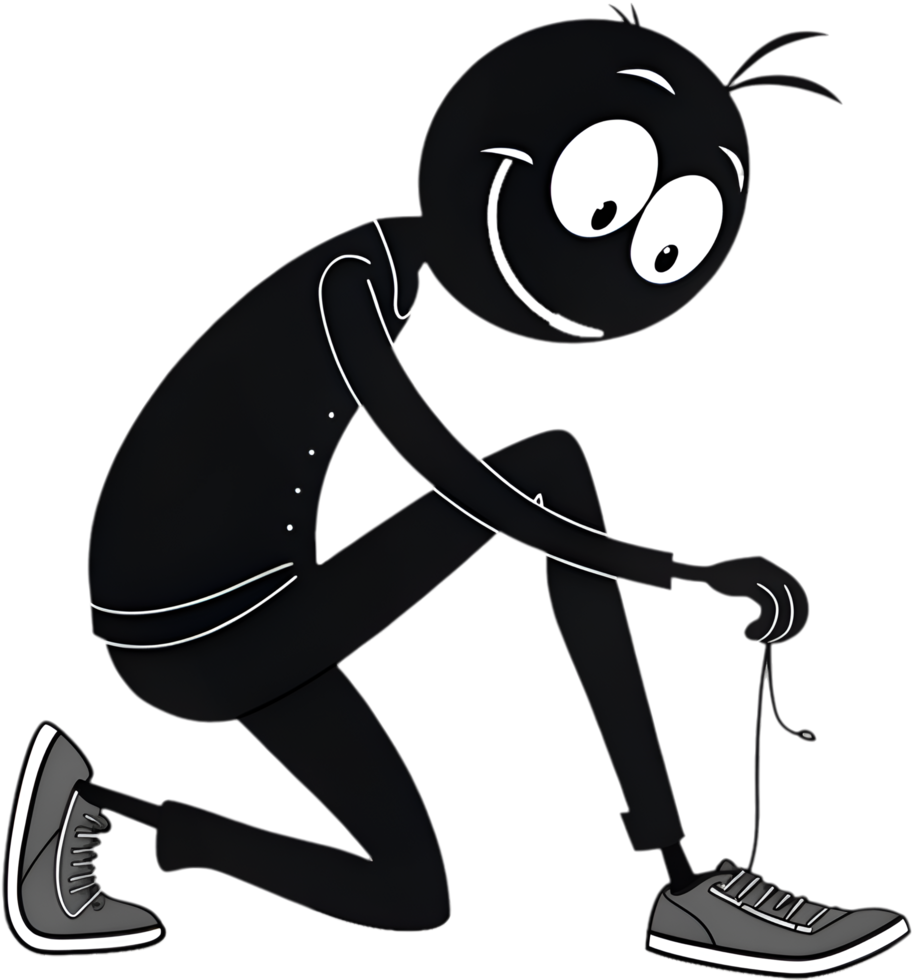 Quirky stick figure illustration with creative and humorous action pose. . png