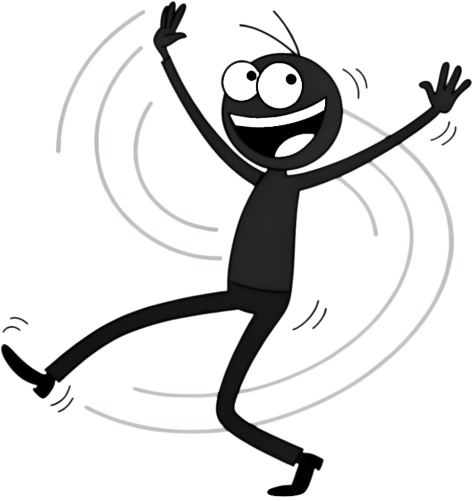 Whimsical stick figure clipart featuring a dynamic and amusing pose. . png