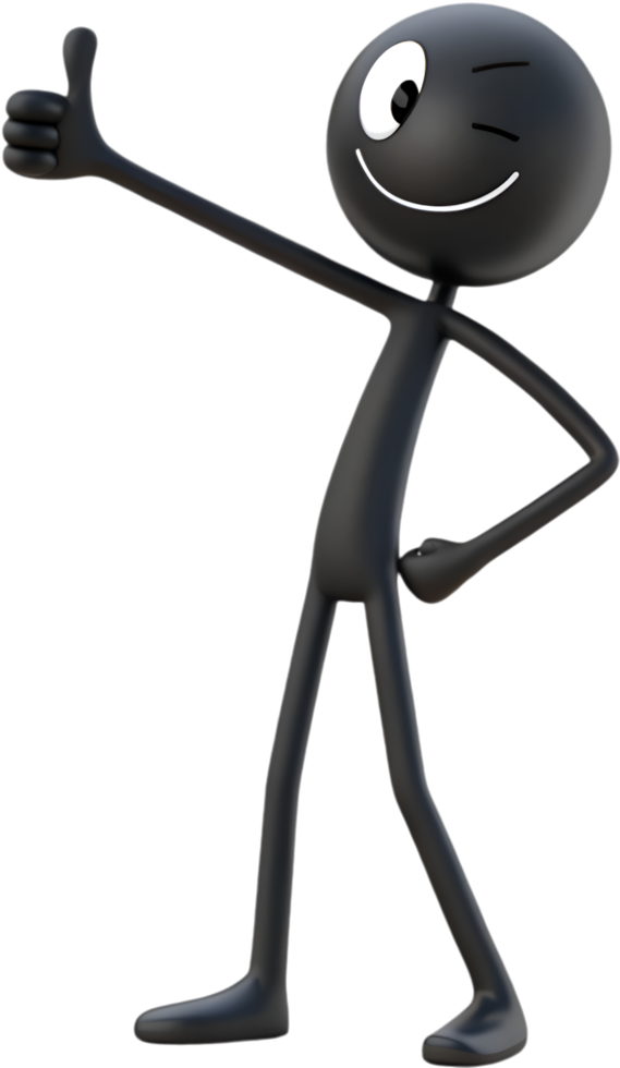 Playful and quirky stick figure design with creative character expression. . png