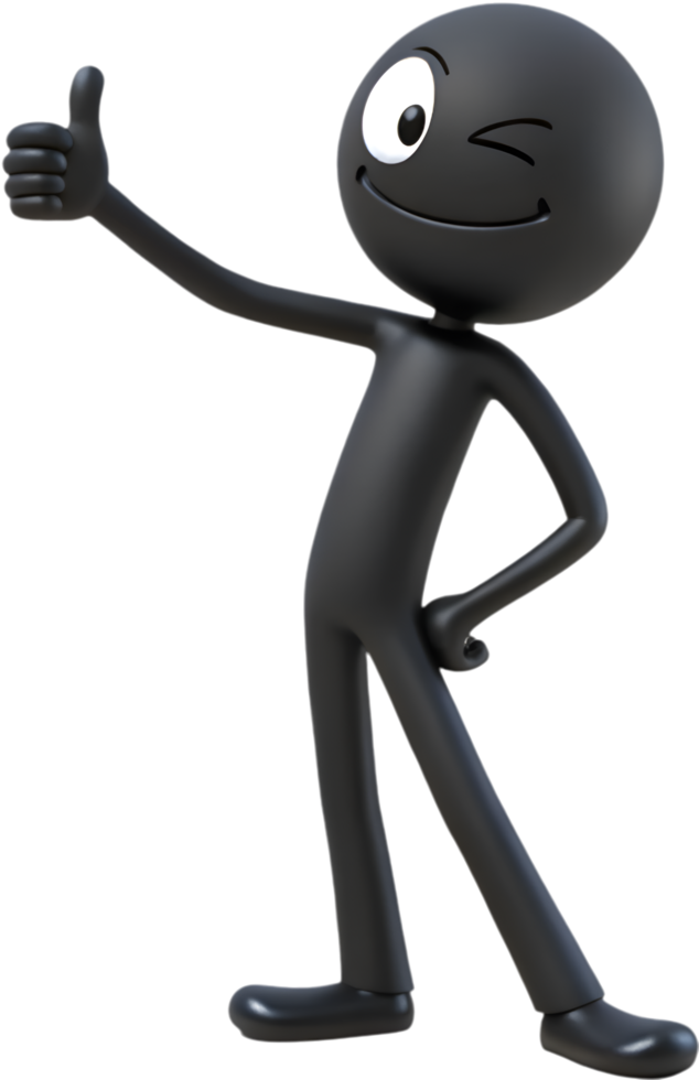 Expressive stick figure with a playful pose and quirky character. . png