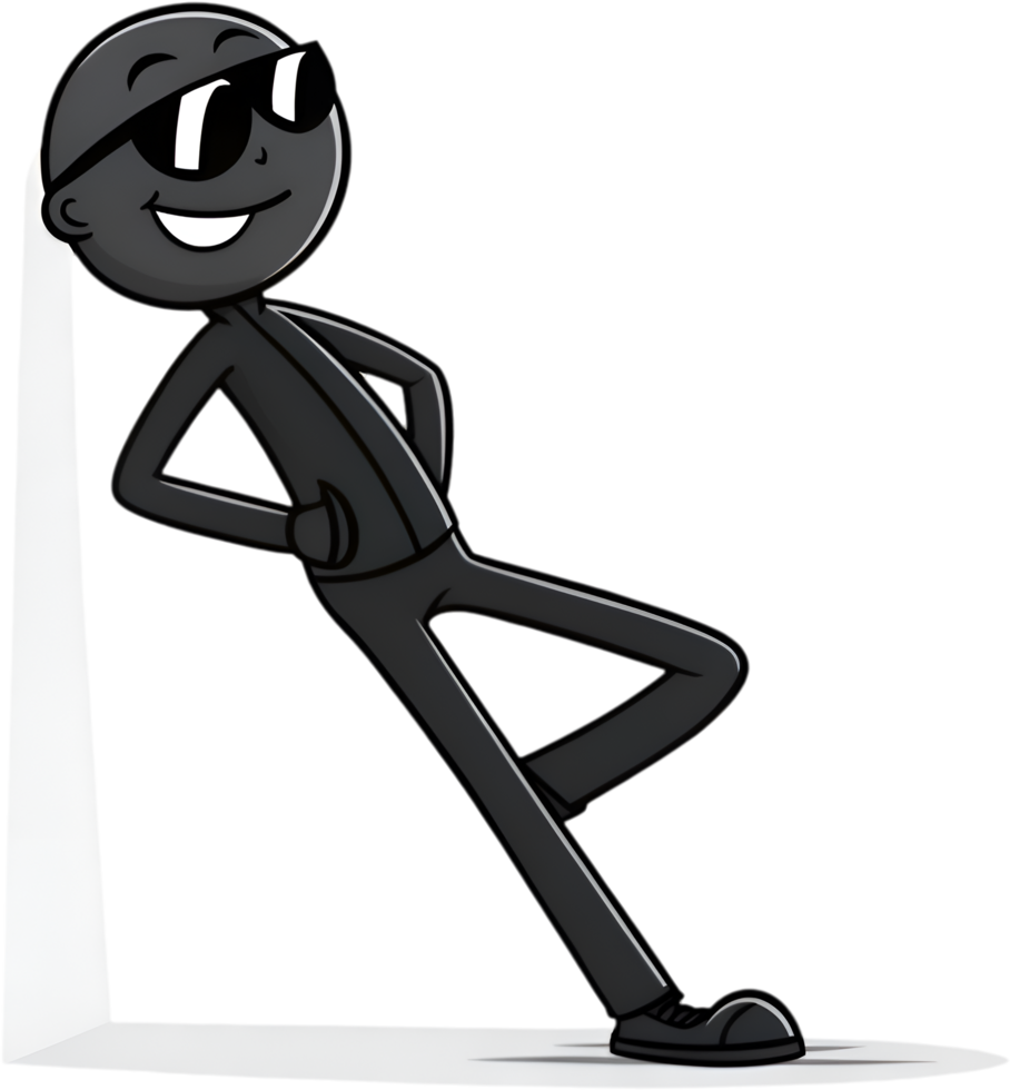 Lighthearted stick figure design with amusing and playful pose in action. . png