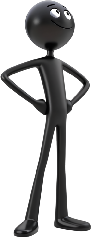 Humorous and fun stick figure character posing with creative expression. . png